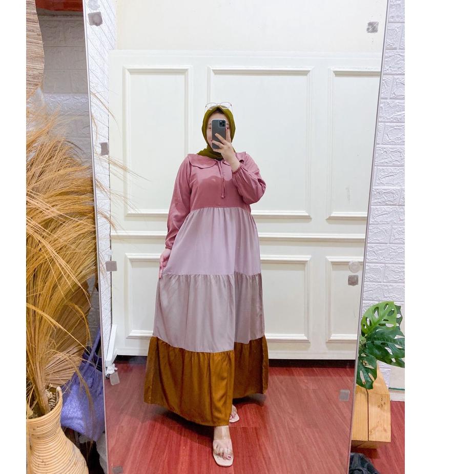 LANGSUNG ATC.. Midi Dress Rainbow | Midi Dress Rayon Premium | Gamis Susun Terbaru | MIdi Dress Susu