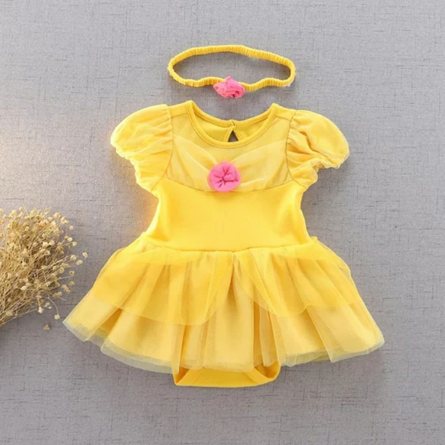 Baby princess costume romper dress Belle beauty n beast kostum Bayi