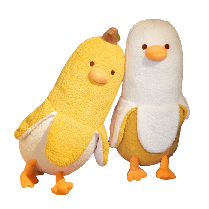 Kawaii Banana Duck Stuffed Plush Toy Long Body Hugging Pillow Gift Yellow/White 50/70cm