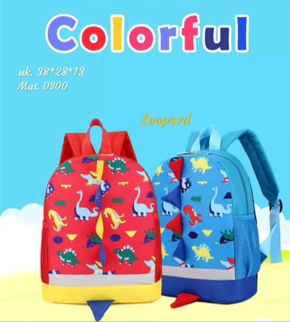 New Backpack For Kids DYNOSAUR /tas ransel motif hewan purba /tas anak playground