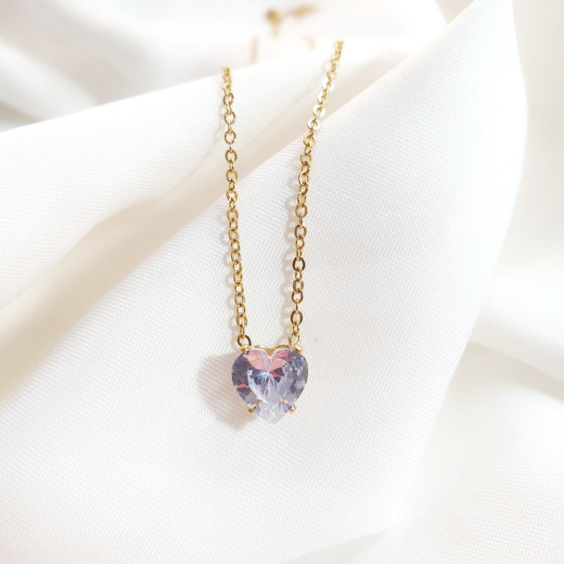 Kalung Titanium Rantai Wanita Dengan Liontin Love