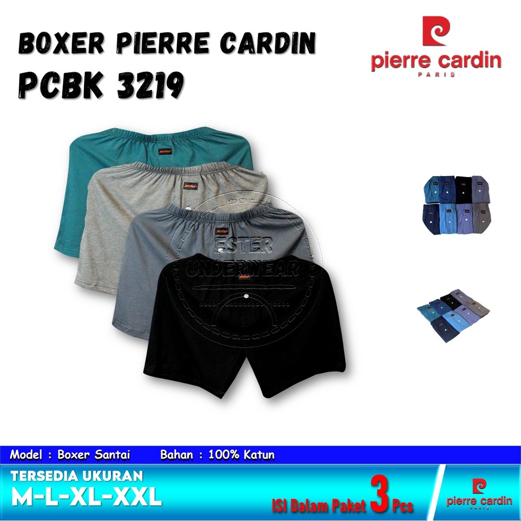 Celana Boxer Pria Longgar Pierre Cardin PCBK 3219 1 Paket ISI-3 PCS