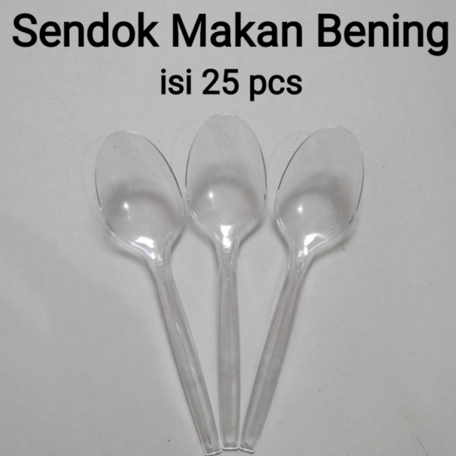 U0023 25pcs Sendok Makan Plastik Bening 16cm