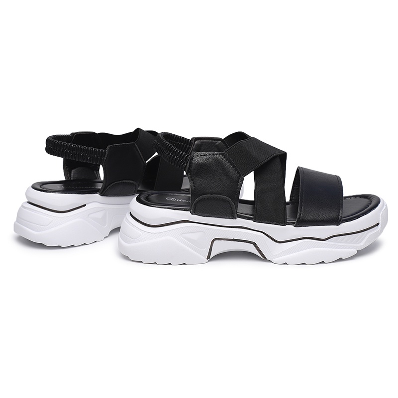 [GROSIR][COD] SEVEN_DAY SANDAL WANITA SANDAL GUNUNG KOREA IMPORT CASUAL SHOES HITAM SVN-206