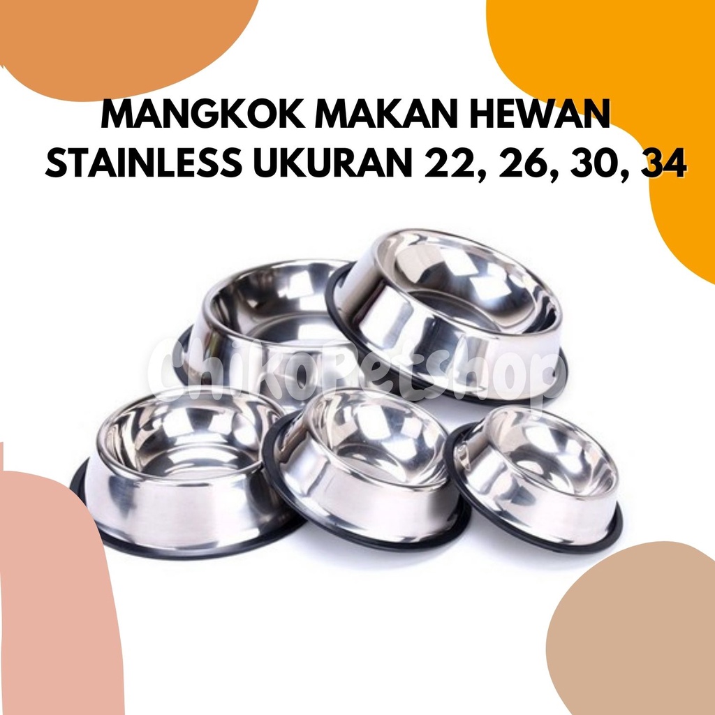 mangkok stainless anjing kucing pet water food bowl feeder mangkuk besi anti karat tempat makan