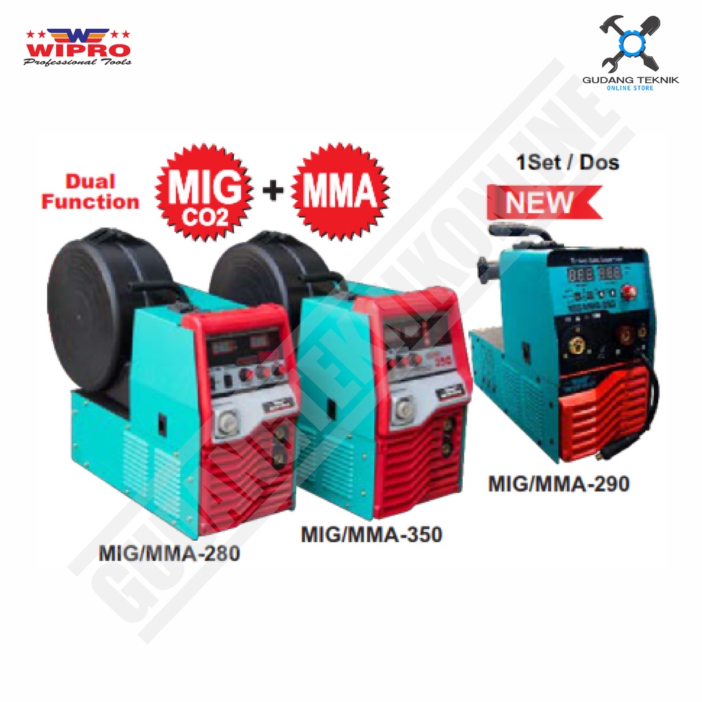 Travo Las Inverter MIG Co² + MMA WIPRO MMA-290 / Welding Machine Mesin Trafo Travo 220V 1PHASE Wipro - Trafo Mesin Las Listrik MIG CO2+MMA  290 WIPRO