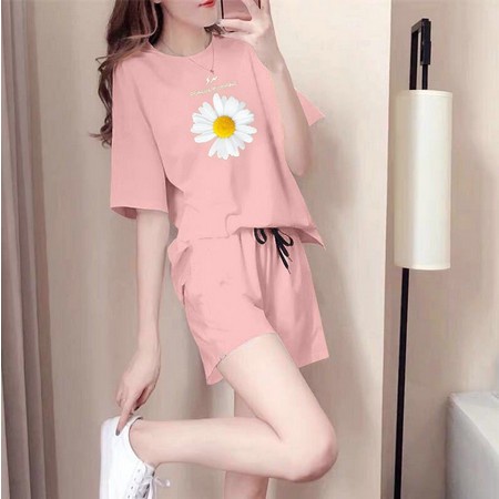 b002, import  SETELAN IMPORT Sun Flower Homewear Set Top &amp; Shorts cantik