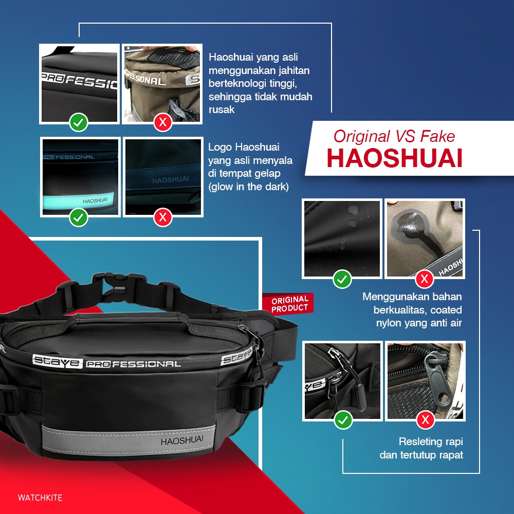 HAOSHUAI 1100-6 Tas Selempang Pria Wanita Waistbag Waterproof WATCHKITE WKOS