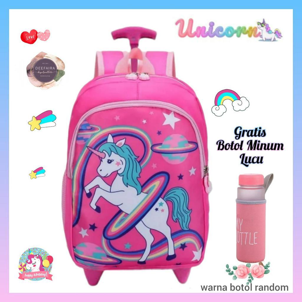 Tas Ransel Troli Anak Perempuan Terlaris Model U N1qqron Free Botol Lucu Untuk Anak Paud TK &amp; SD