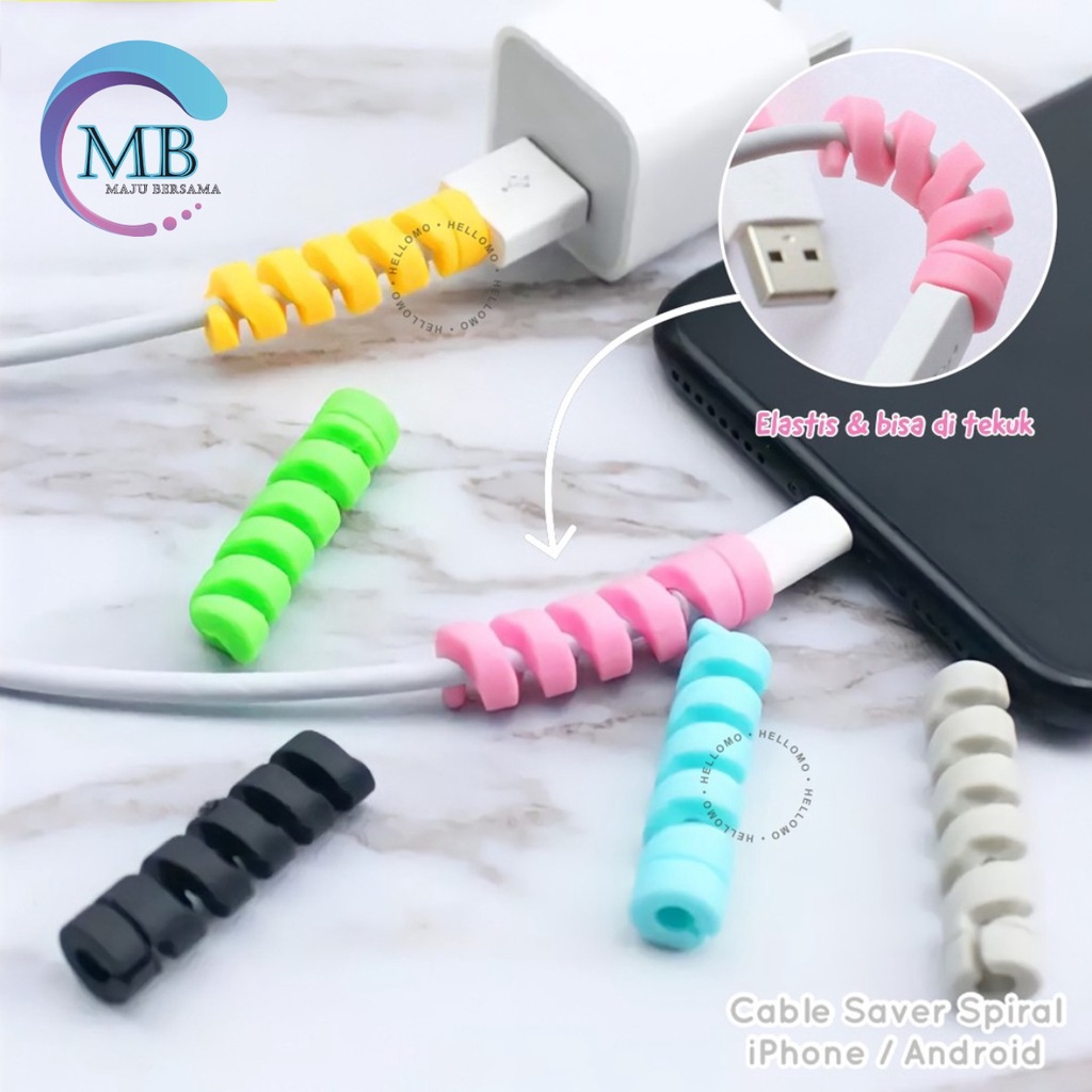 Cable Protector Spiral / Pelindung Kabel charger BISA DI TEMPEL DINDING - PROTERCTOR UJUNG KABEL MB2381