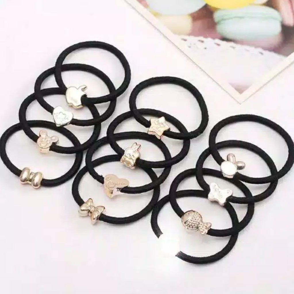KARET GELANG KARET RAMBUT IKAT RAMBUT HITAM KOREA 1pcs