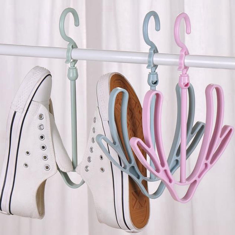 360 Degree Rotate Balcony Double Hook Shoe Holder Convenient Removable Plastic Shoe Rack Drying Rack Shopee Indonesia