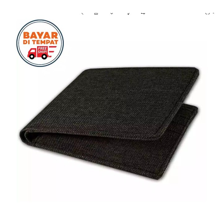 Dompet pria kanvas hitam coklat tua model lipat canvas ready stok plus free box