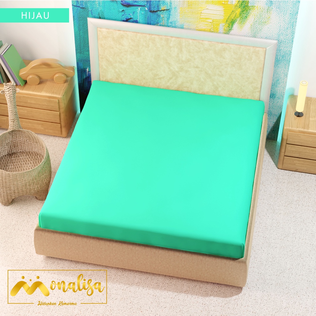 GROSIR SPREI WATERPROOF MONALISA UKURAN 180X200 DAN 160X200 TINGGI 20-hijau
