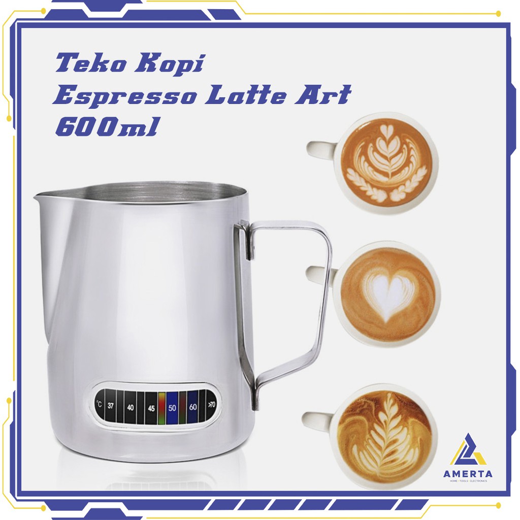 Teko Kopi Thermometer Espresso Latte Art Stainless Steel 600ml