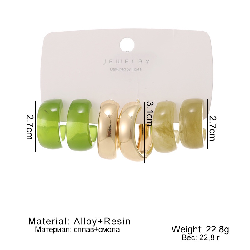 3 Pasang / Set Anting Resin Bentuk Macaron Untuk Pria Dan Wanita