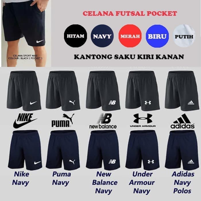 Celana Lari Bola Running Fitness Futsal Sepakbola Pocket Saku TERJANGKAU TERMURAH