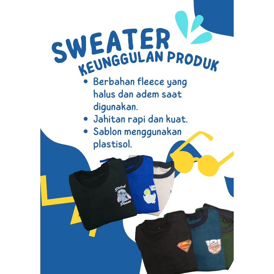 Sweater hoodie anak karakter stitch elmo dinosaurus sweater anak laki-laki terbaru sweater anak murah 2 – 9 tahun