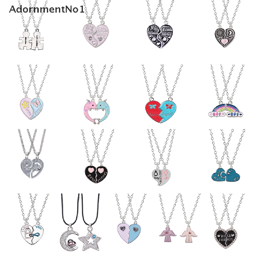 (AdornmentNo1) 2pcs / Set Kalung Rantai + Liontin Motif Tulisan Best Friends Untuk Pasangan / Pria / Wanita