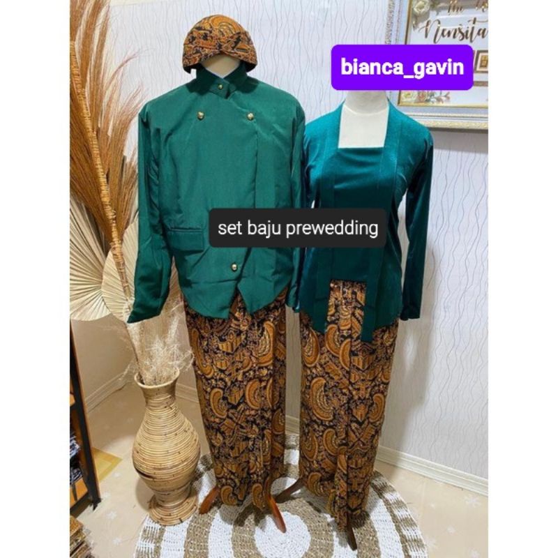 Baju Prewedding Jawa/ Baju Couple Jawa/ Beskap+Kebaya+Set Jarik Instan+Blangkon