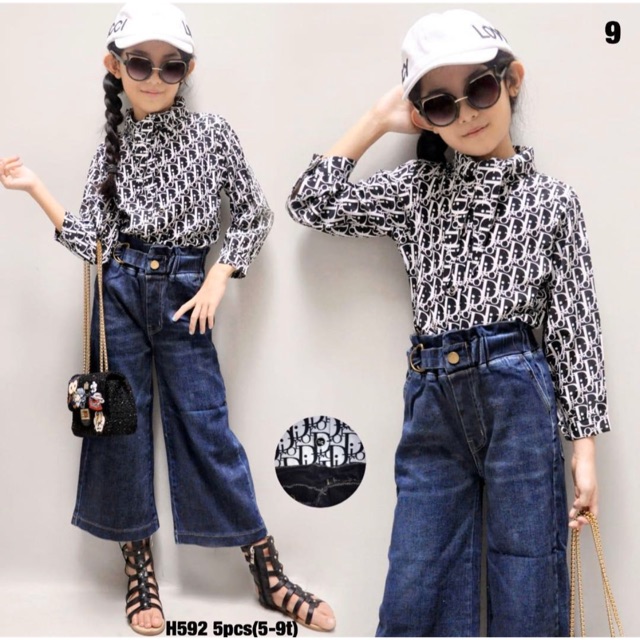 Baju Setelan DIOR Celana Kulot Anak Perempuan Cewe Import