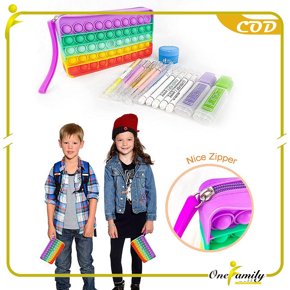 

ONE-A17 Tempat Pensil Pop It 2IN1 Mainan Pop It Rainbow dan Kotak Pensil Anak / Pencil Case Pop It Pen Holder / Kotak Pena Sekolah Tas Pensil Fidget Toys Push Pop It Pelangi