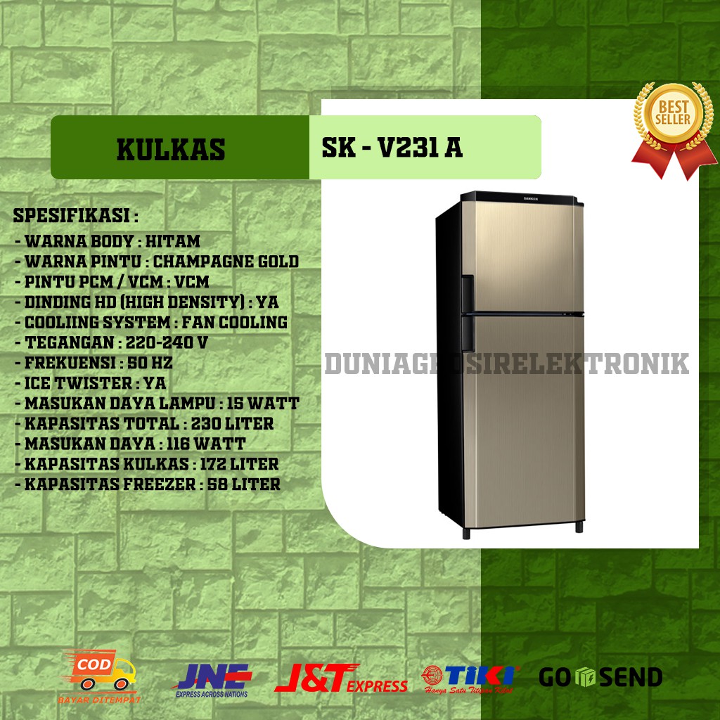 Kulkas Sanken SK - V231 A Pengiriman AREA BOGOR