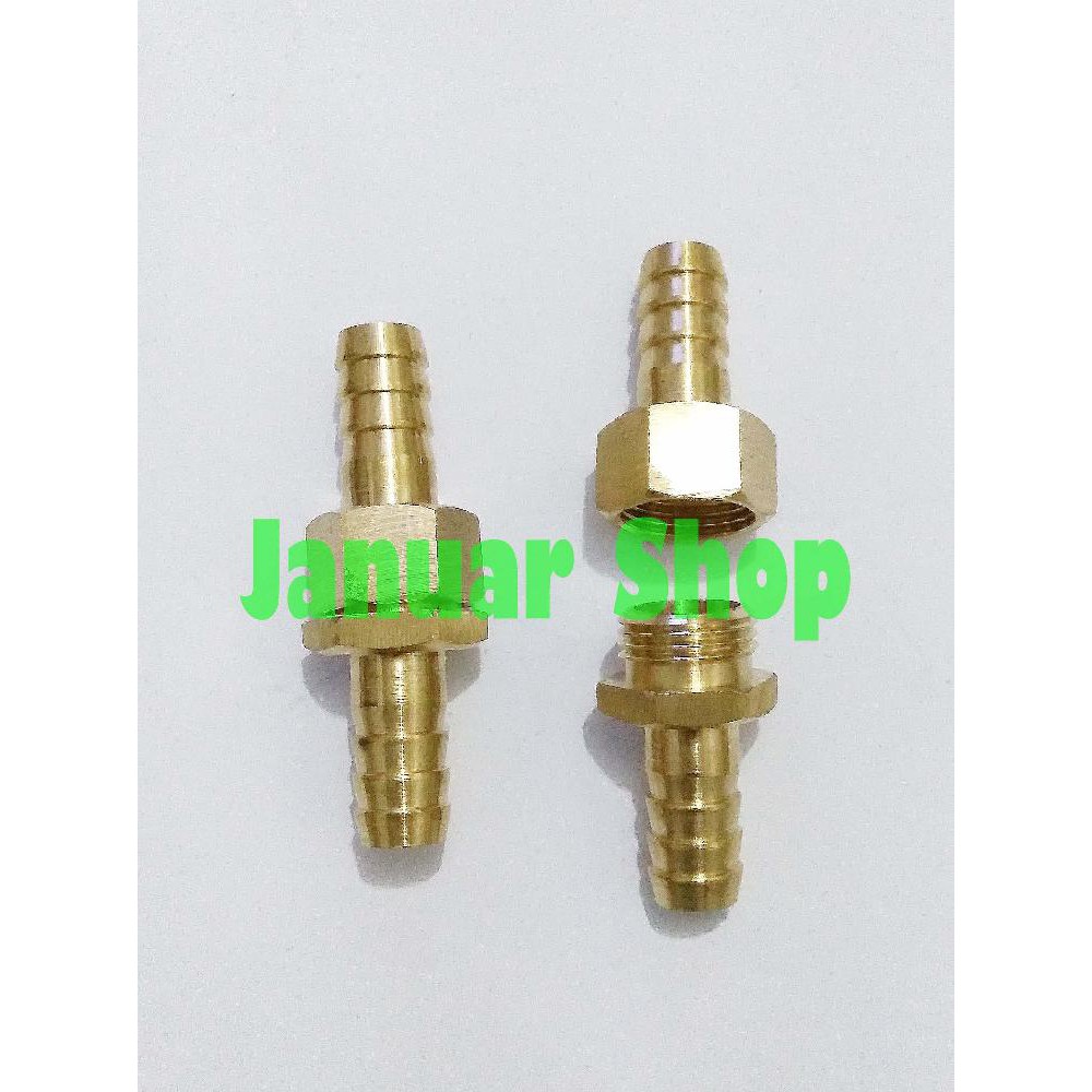 Set Sambungan / Nepel Sok Selang Gas Drat Luar Dalam Bahan Kuningan