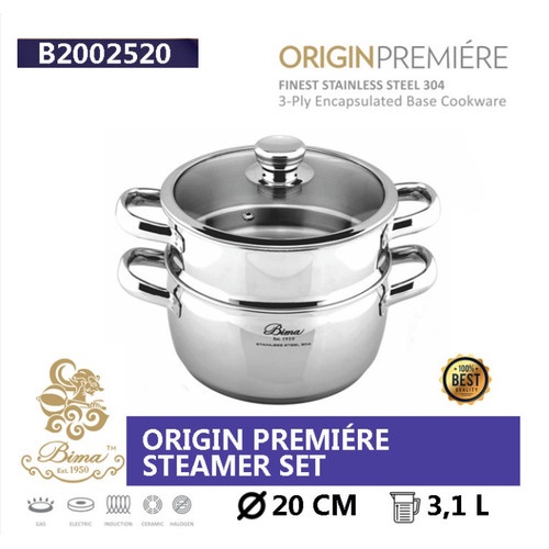 BIMA ORIGIN PREMIERE STEAMER 20 CM B2002520 - STEAMER Kukusan STAINLESS STEEL