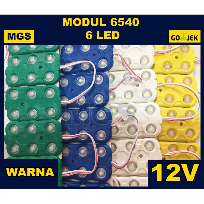 100Pcs Modul 6540 6 LED 12V Warna