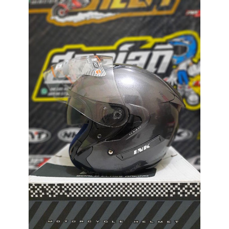 HELM INK METRO 2 GUNMETAL ORI 2 VISOR HELM HALF FACE DOUBLE VISOR INK METRO 2 HELM TOURING INK ORI