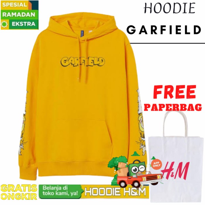 

Hoodie H&M Pria/Wanita Garvield Yellow Full Tag Free Paperbag - Yellow, M