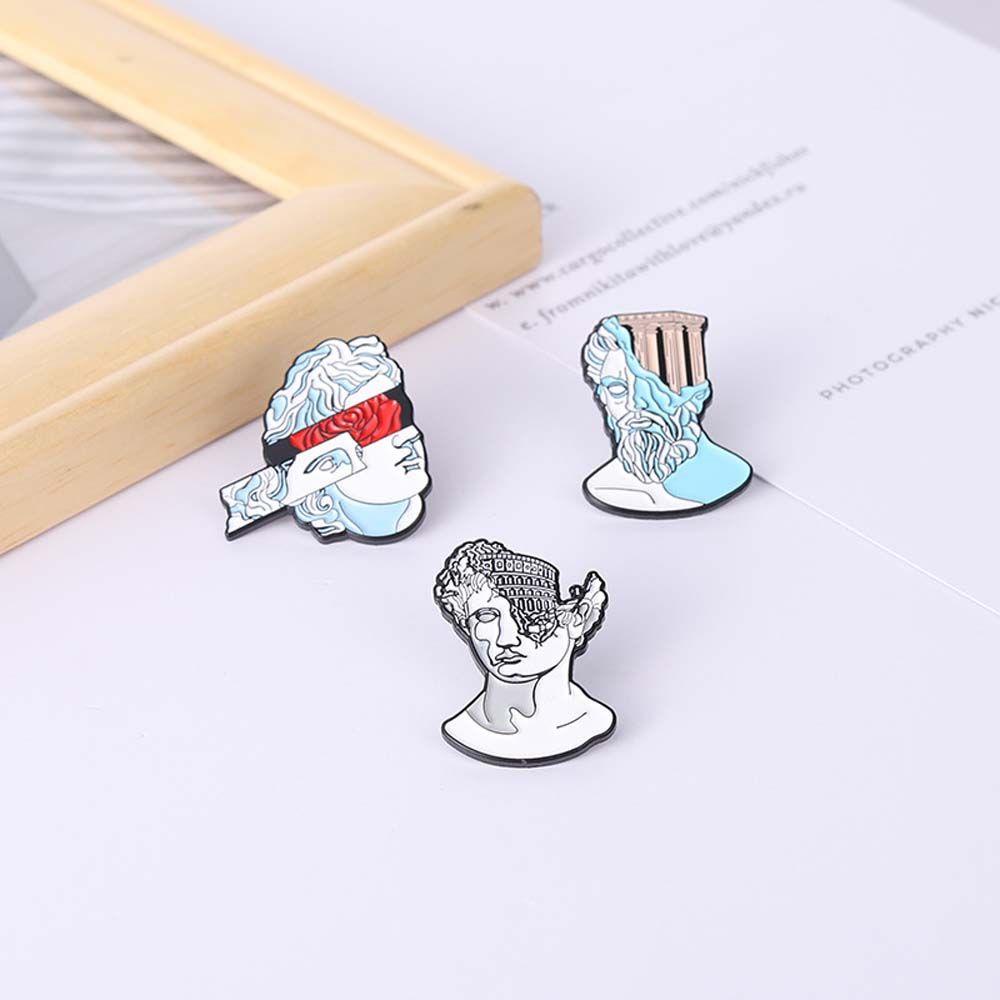 [Elegan] Patung Wajah Bros Fashion Kartun Perhiasan Aksesoris Kerah Bros Travel Commemorative Badge Pin Enamel Pin