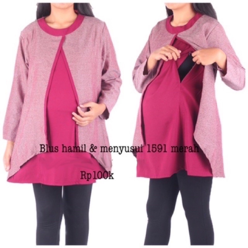 Baju hamil 1591 blus hamil menyusui panjang