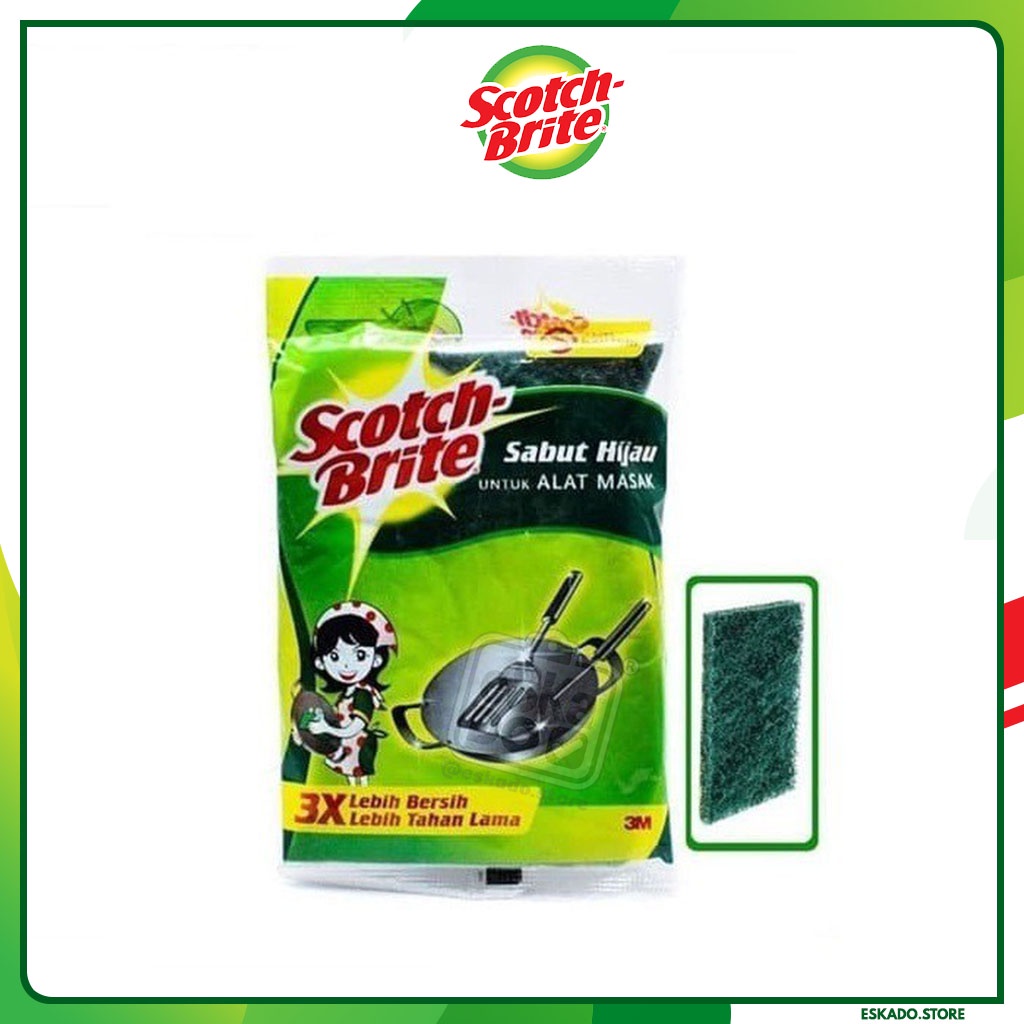 3M Scotch-Brite Sabut Pad Cuci Piring Hijau ukuran 10 x 15cm ID-10