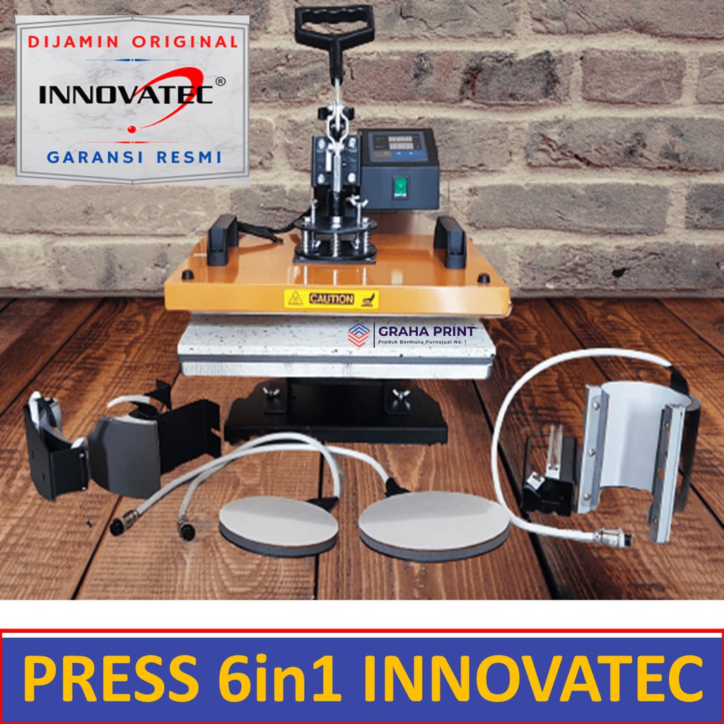 INNOVATEC Mesin Press Kaos 6 in 1 Alat Pres Sablon Digital 6in1 Baju Kaos Keramik Mug Topi  Piring -