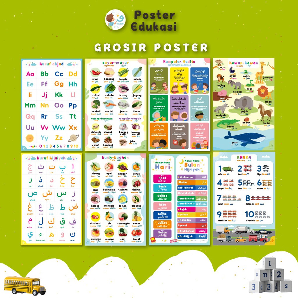 PAKET GROSIR - Poster Edukasi Anak untuk Bayi Balita PAUD TK