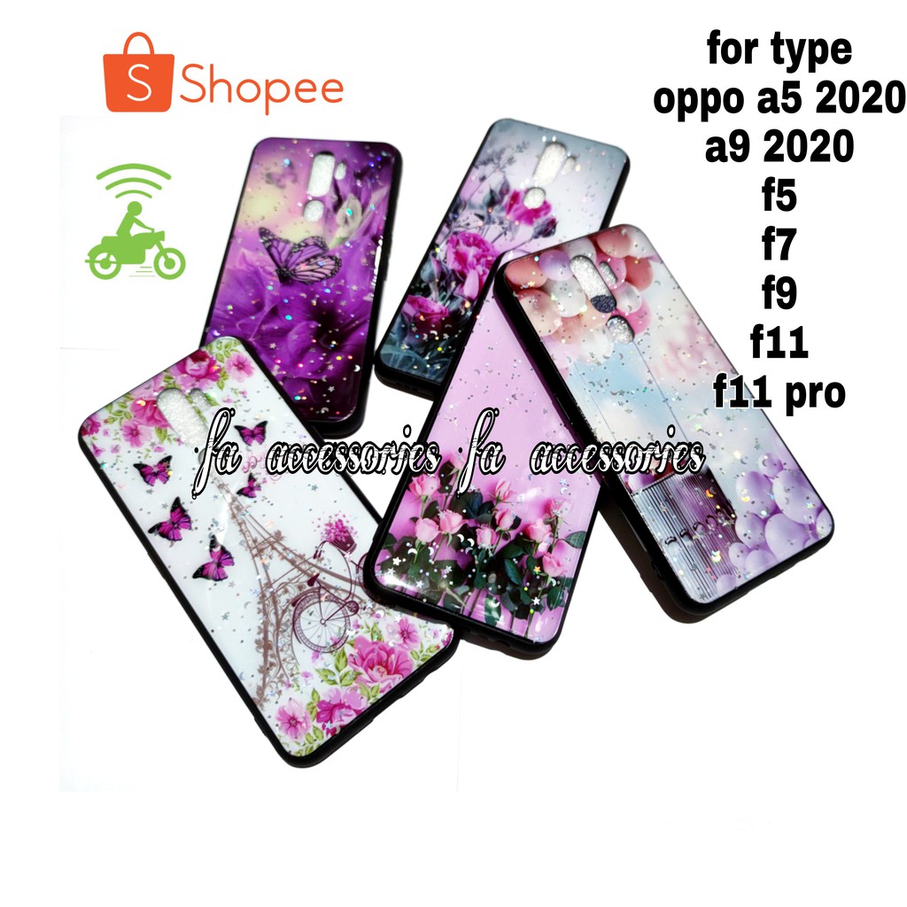 FA Soft case tpu bling case OPPO A5 A9 2020 A11K F5 F7 F9 F9PRO F11 F11PRO PRO k motif flower