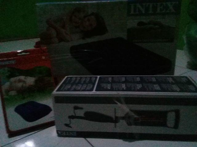Intex Kasur Angin Double Dura Beam High Quality 64758 + Pompa + Bantal