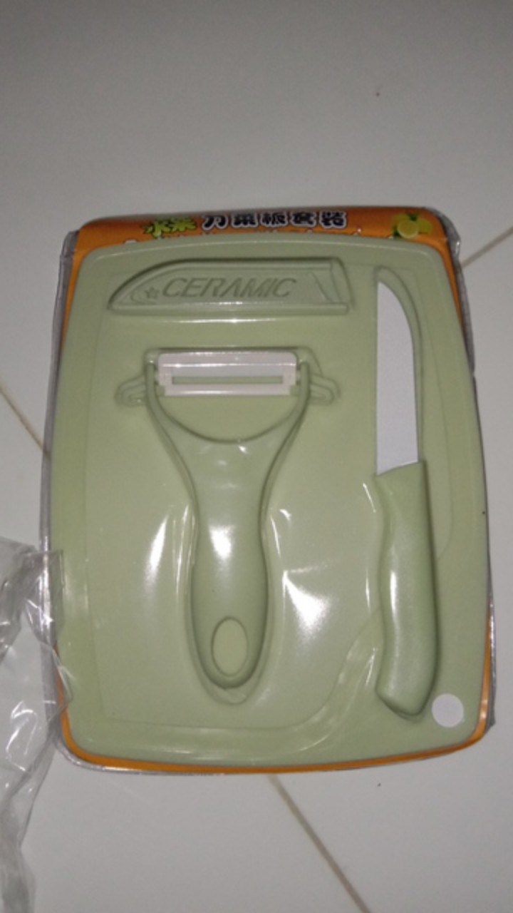 Pisau Set Keramik / 3 In 1 Pisau Set Talenan / Serutan Buah / Alat Set Dapur / Vs