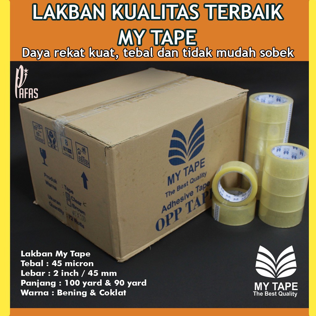 

Lakban Tape Isolasi Plester Perekat Paket Warna Putih Bening 2 Inch 45 Mm 100 Yard My Tape