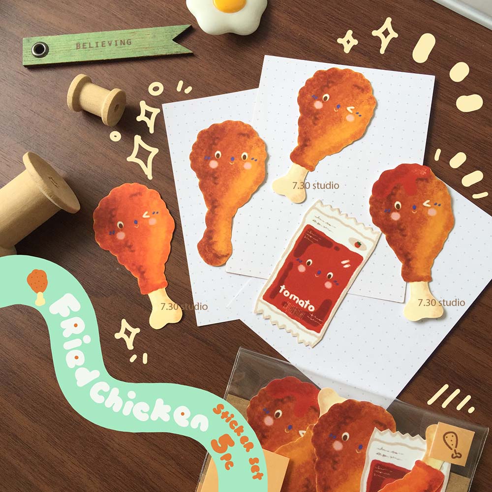 Fried chicken sticker set - stiker lucu -