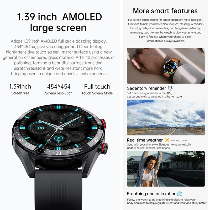 Z18 Smartwatch AMOLED 1.39inch Display Always On Display AOD Alternatif Mibro