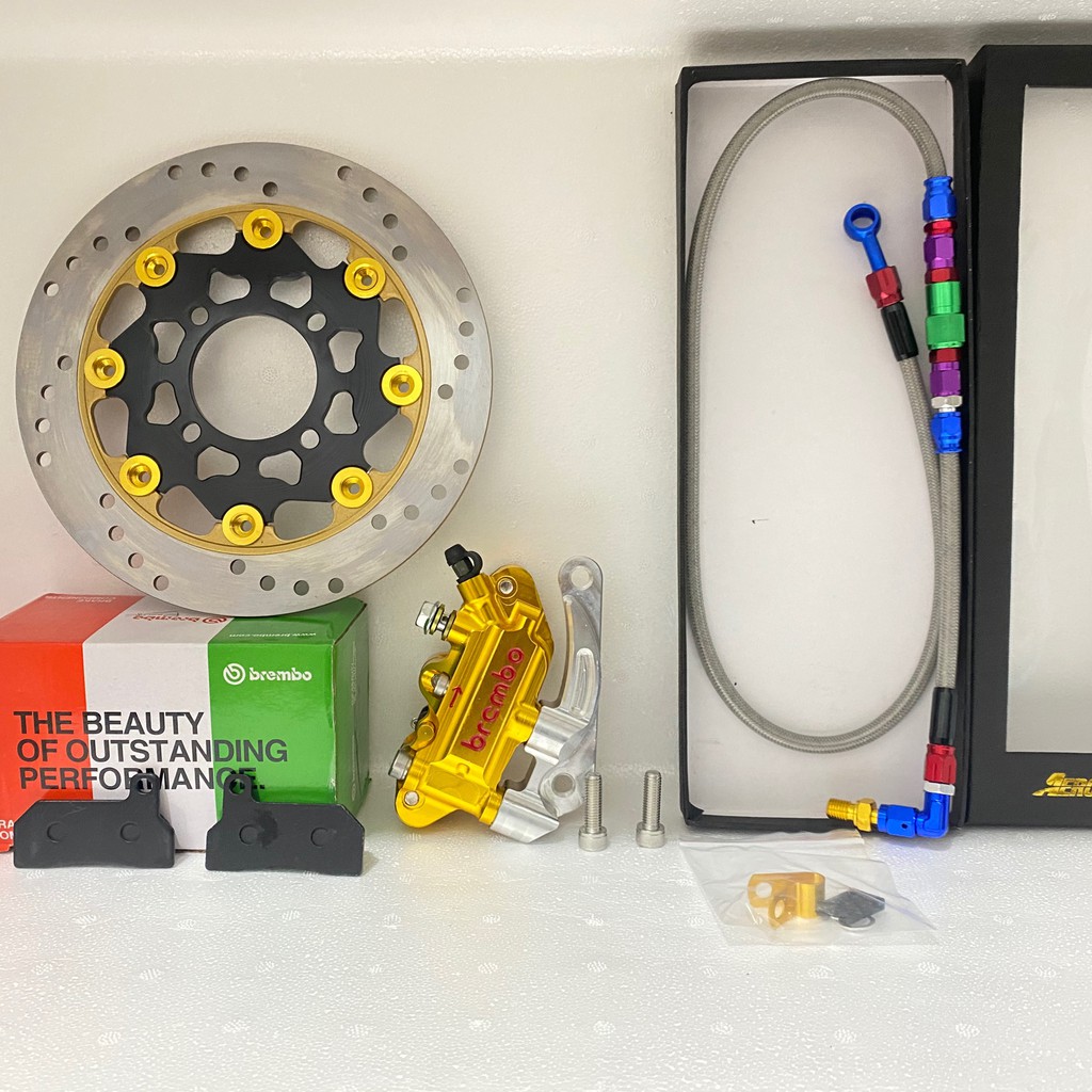 Paket pengereman depan kaliper brembo / nissin+breket+selang rem+piringan pnp mio soul xeon fino gt