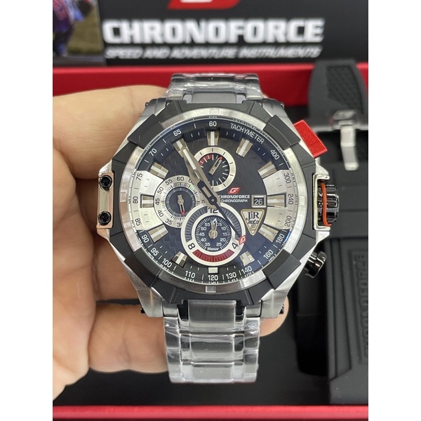 chronoforce 5209g-5 special edition silver ring hitam