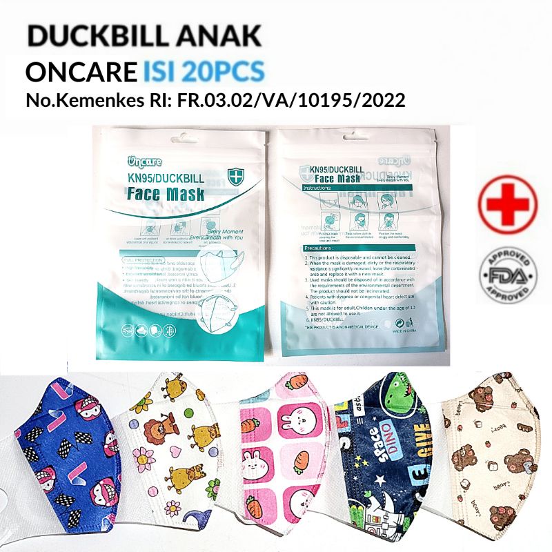 MASKER DUCKBILL ANAK ONCARE MOTIF BOYS MIX CAMPURAN ISI 20PCS PREMIUM MASK