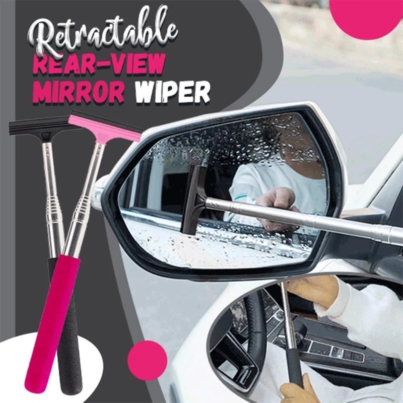 Portable Retractable Car Rearview Mirror Windshield Wiper / Quickly Clean Water Fog &amp; Dirt Glass Cleaning Tool