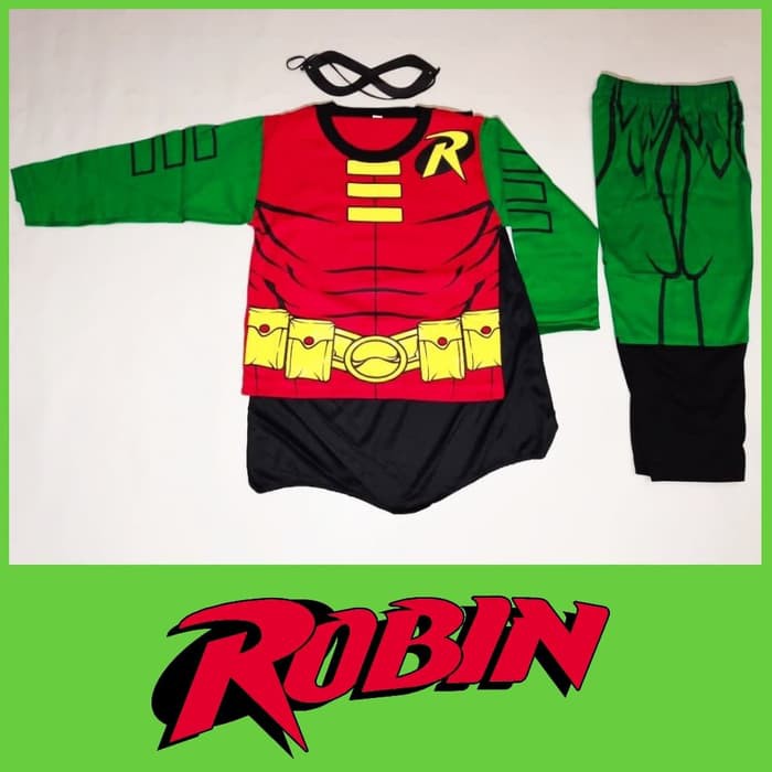 Baju Kostum Anak Superhero Robin Setelan Panjang Karnaval Ultah