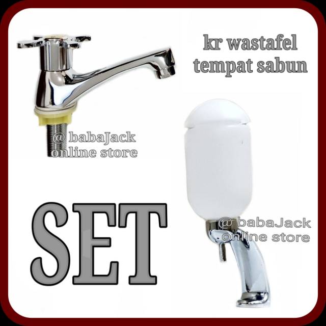 Kran wastafel kuningan tempat sabun wastafel cuci tangan set