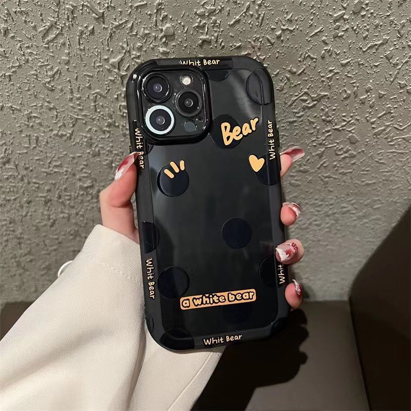 Case Pria Dan Wanita Motif Polkadot Warna Hitam Transparan Untuk iphone 12 13 11 Pro Max X Xs Max Xr